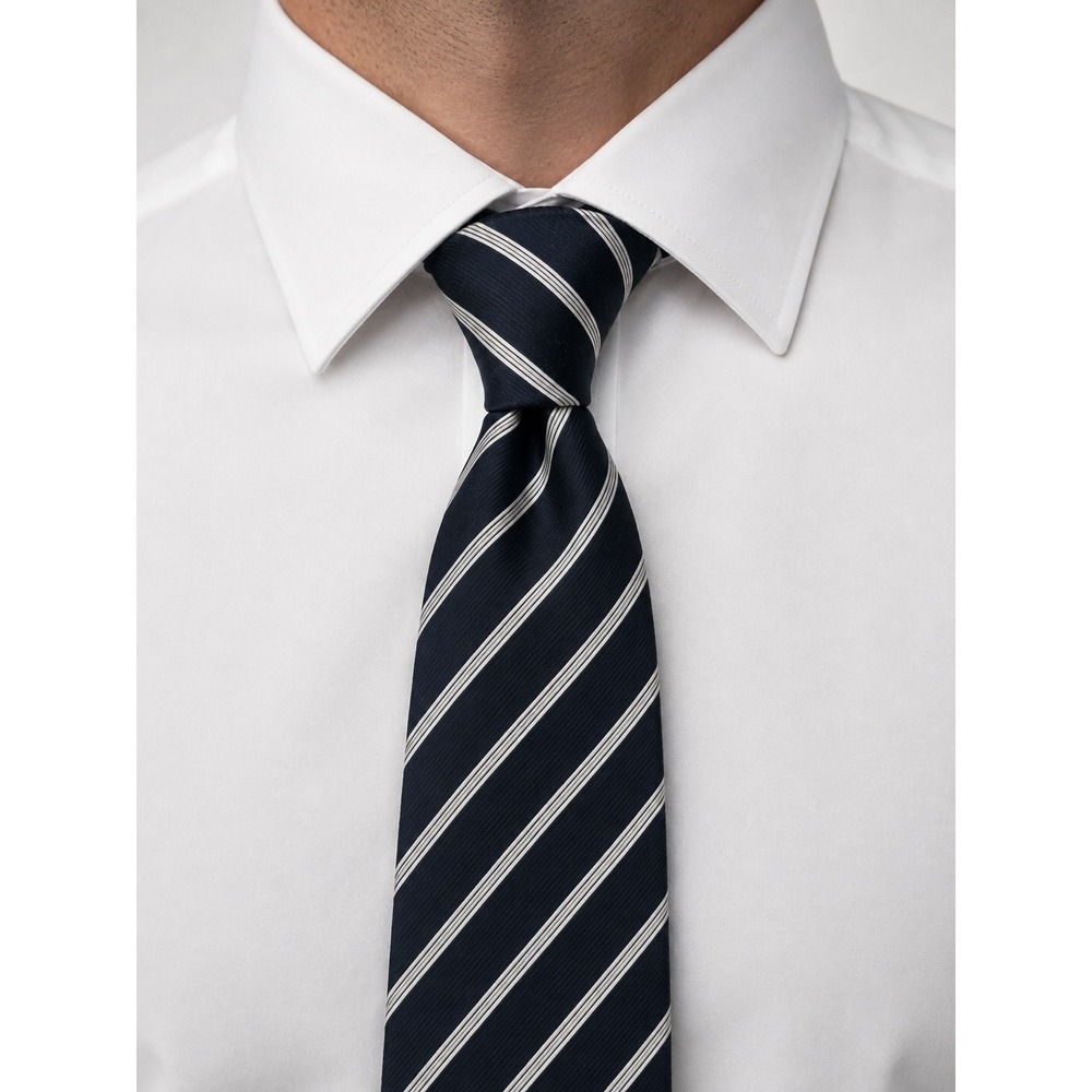Alexander Lloyd Menswear Black White Striped 100% Silk Necktie Extra Long
